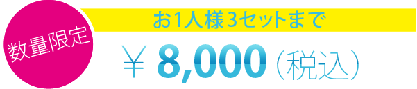 数量限定 お1人様3セットまで ￥8,000（税込）